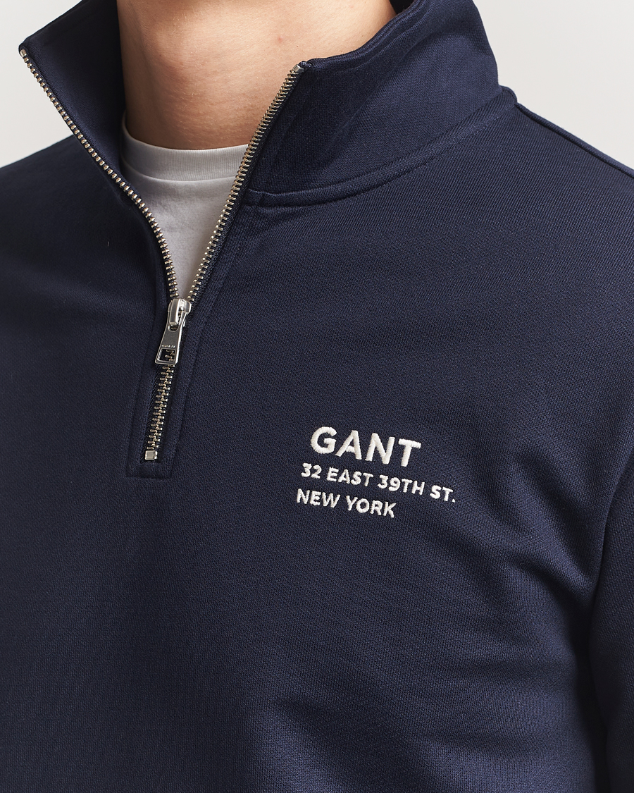 Herre | Gensere | GANT | Script Graphic Half Zip Sweater Evening Blue