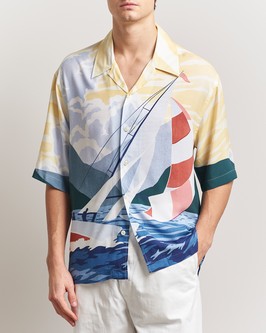 Herre | Skjorter | GANT | Relaxed Fit Scenery Sailing Short Sleeve Shirt Multi