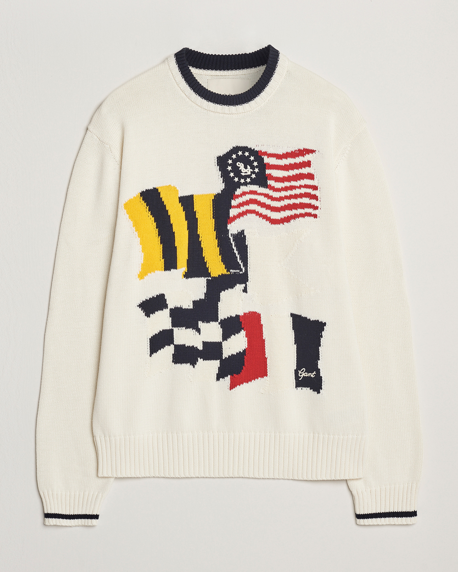 Herre | Gensere | GANT | Flag Intarsia Knitted Sweater Eggshell