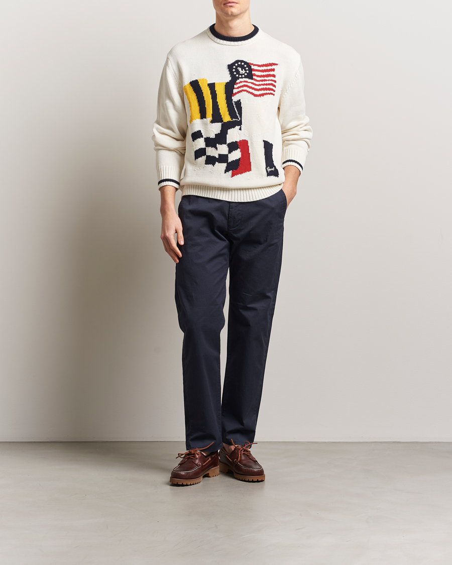 Herre | Gensere | GANT | Flag Intarsia Knitted Sweater Eggshell