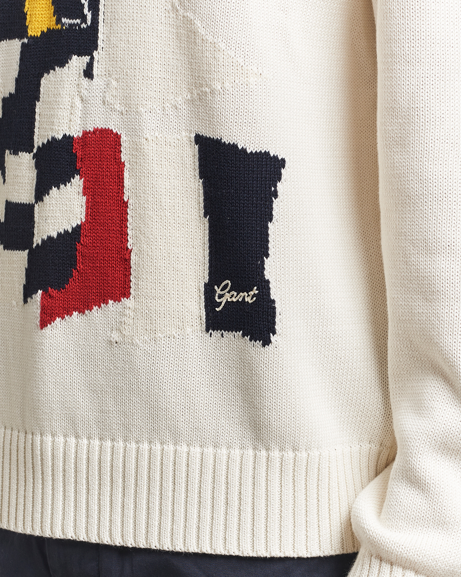 Herre | Gensere | GANT | Flag Intarsia Knitted Sweater Eggshell