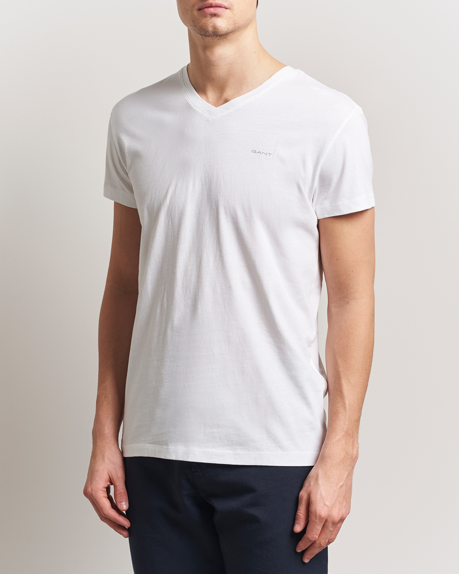 Herre | T-Shirts | GANT | 2-Pack V-Neck T-shirt Navy/White