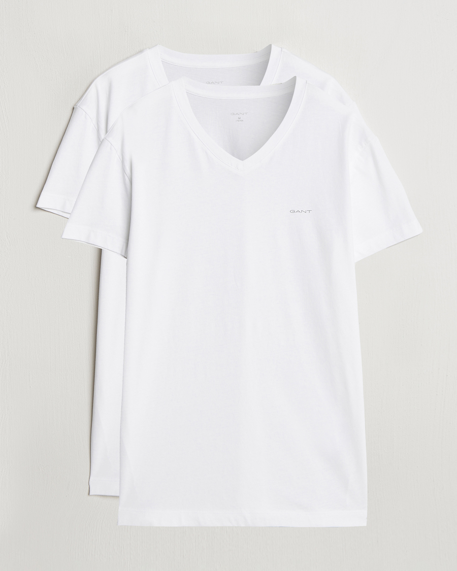 Herre | T-Shirts | GANT | 2-Pack V-Neck T-shirt White
