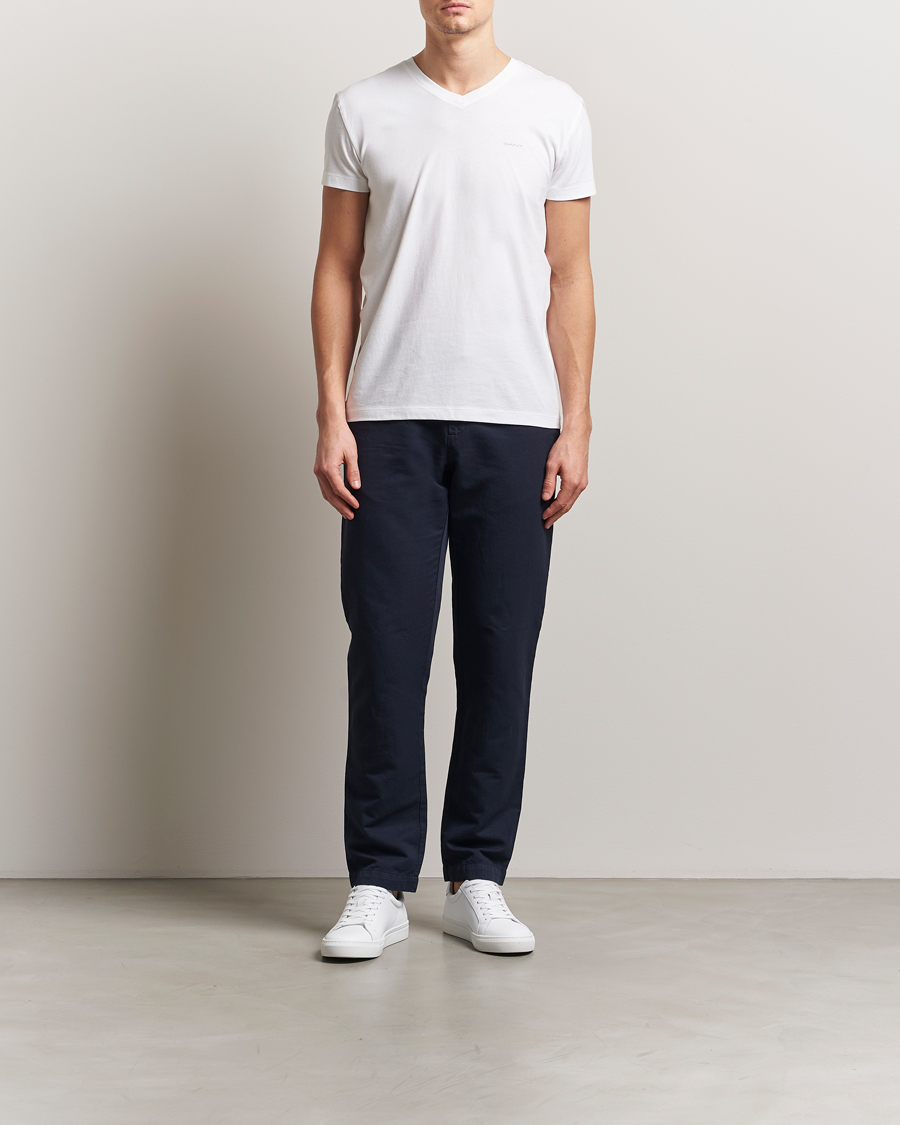 Herre | T-Shirts | GANT | 2-Pack V-Neck T-shirt White