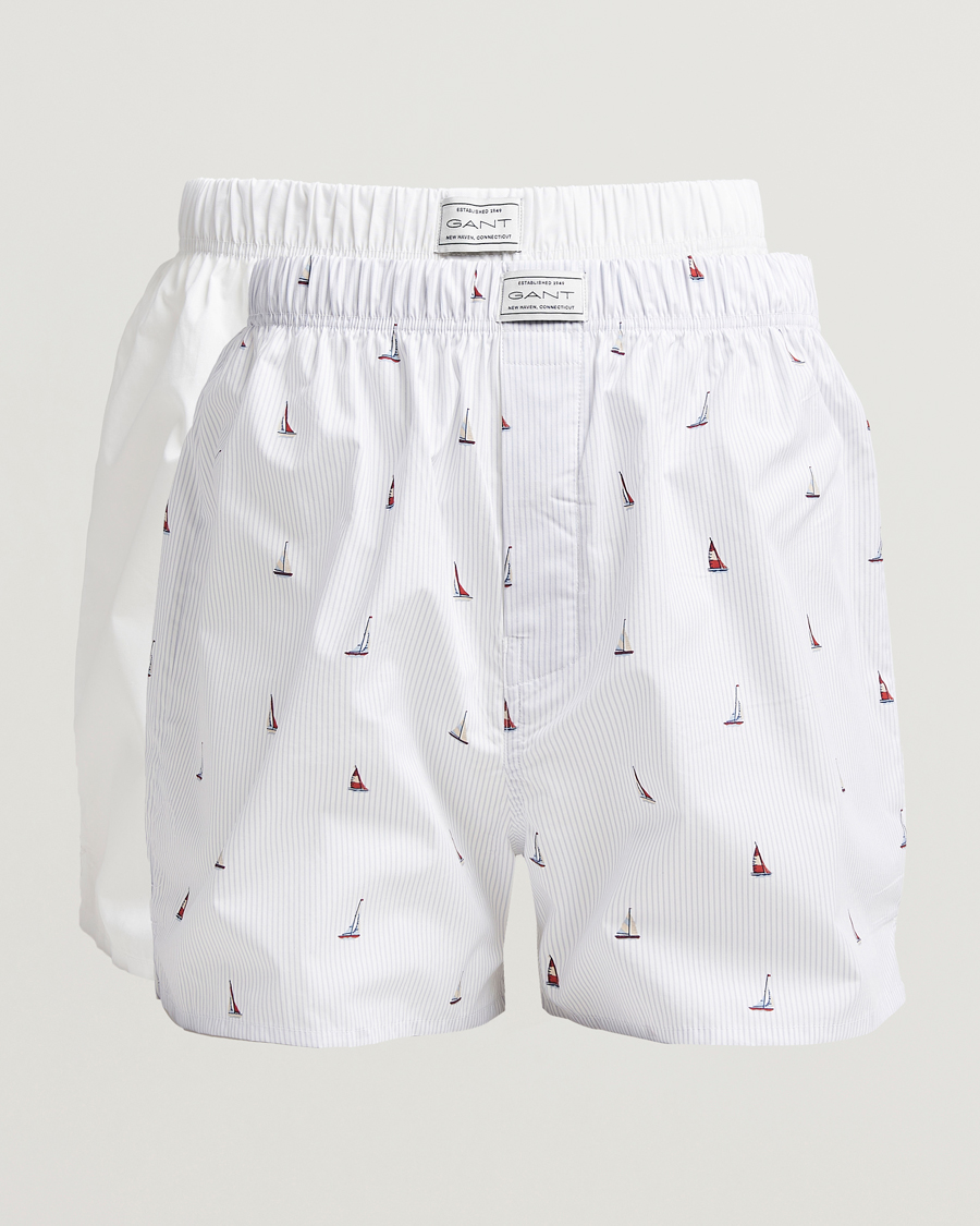 Herre | Undertøy | GANT | 2-Pack Boxer Shorts White/Blue