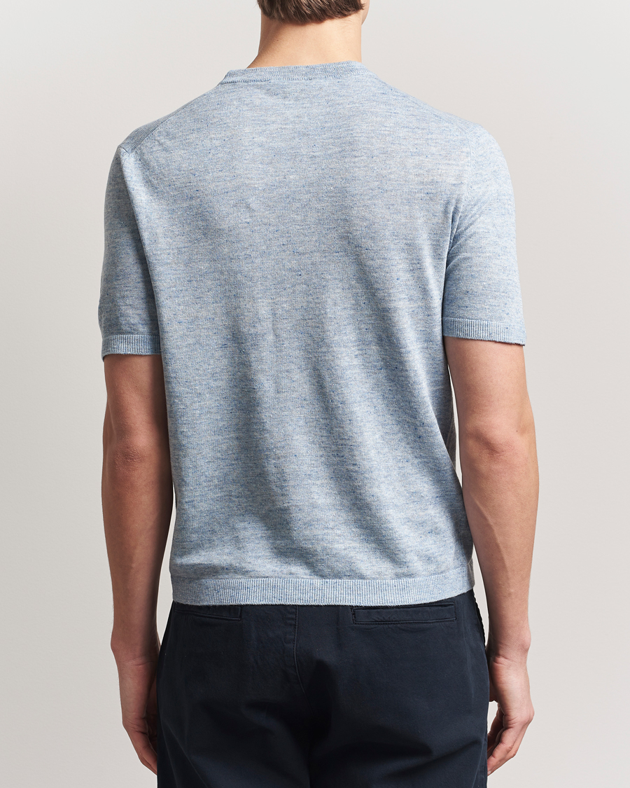 Herre | T-Shirts | Altea | Cotton/Linen Short Sleeve T-Shirt Light Blue