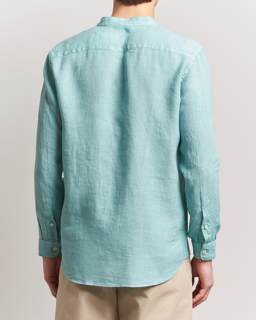 Herre | Skjorter | Altea | Linen Guru Collar Shirt Azzurro