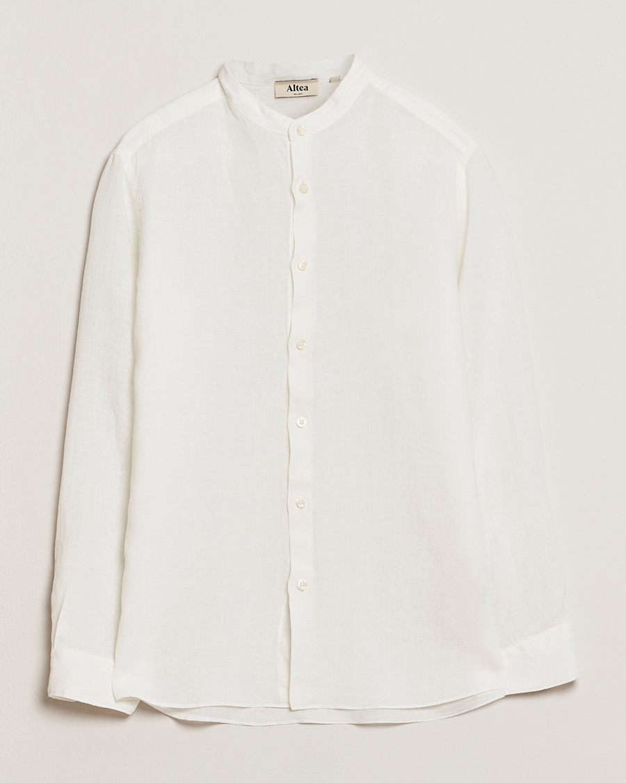Herre | Skjorter | Altea | Linen Guru Collar Shirt White