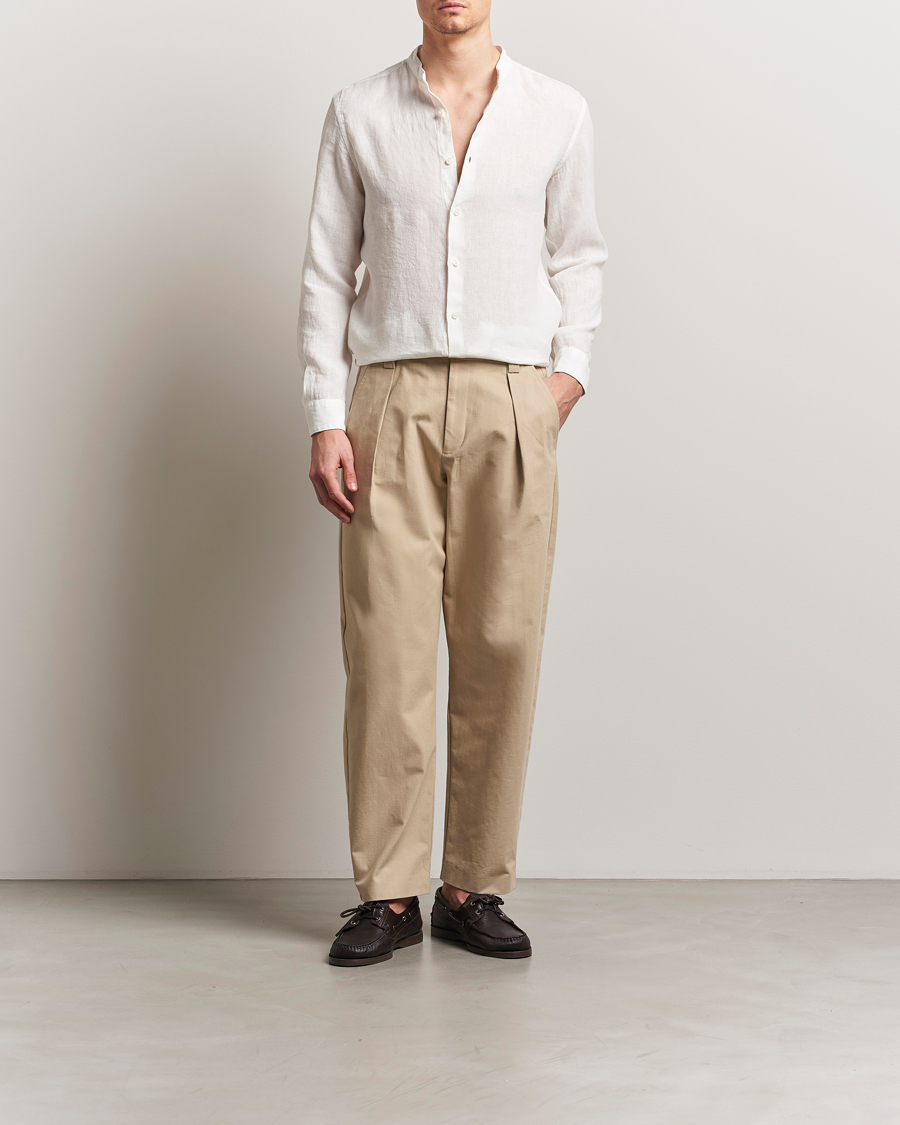Herre | Skjorter | Altea | Linen Guru Collar Shirt White