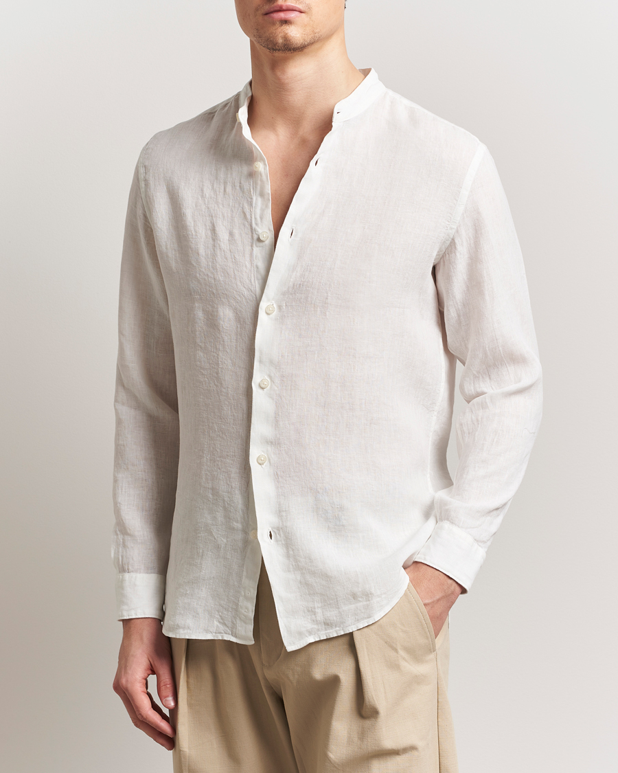 Herre | Skjorter | Altea | Linen Guru Collar Shirt White