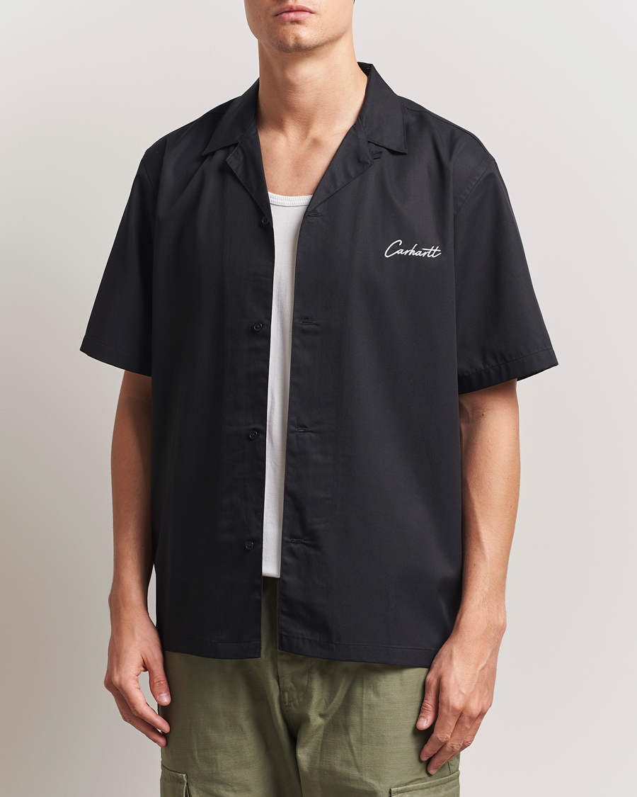 Herre | Skjorter | Carhartt WIP | Short Sleeve Cotton/Tencel Delrey Shirt Black/White
