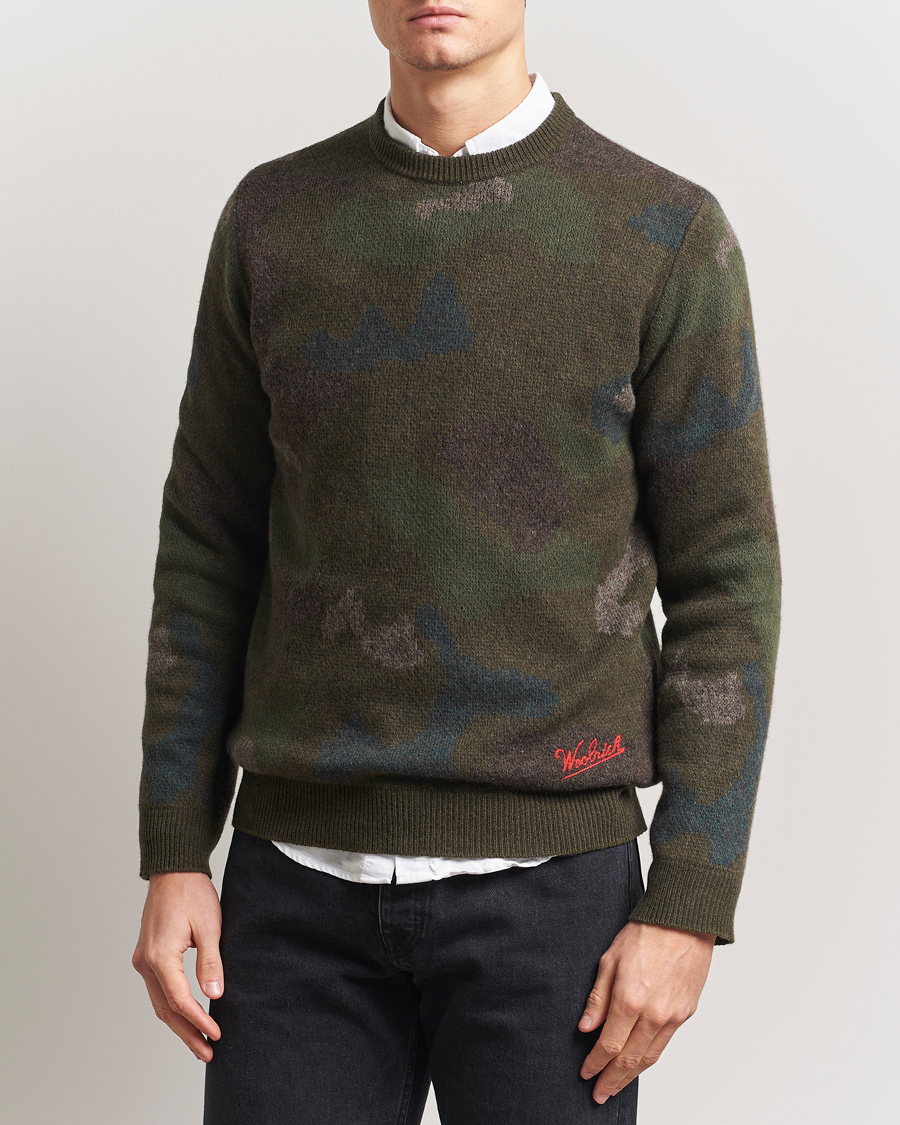 Herre | Gensere | Woolrich | Lambswool Crewneck by Todd Snyder Green Camo