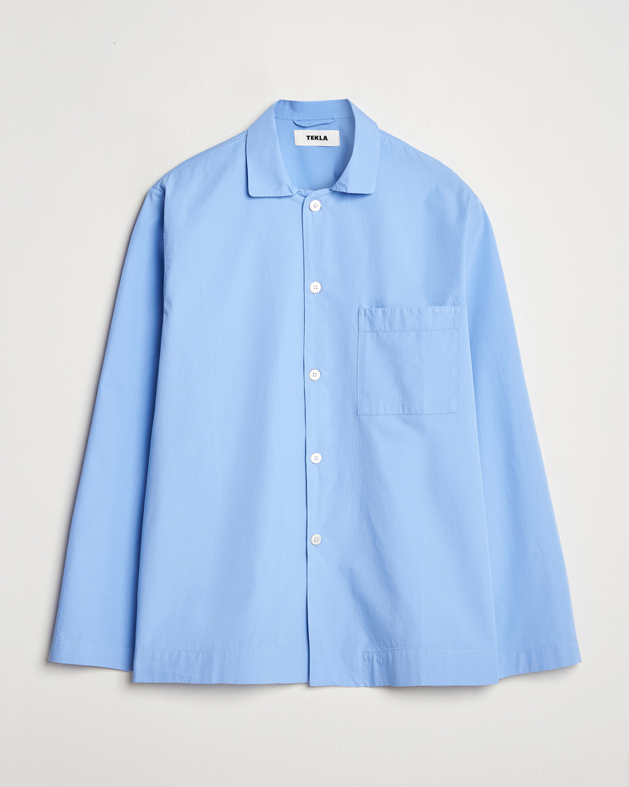 Herre | Pyjamaser og badekåper | Tekla | Poplin Pyjama Shirt Cornflower Blue