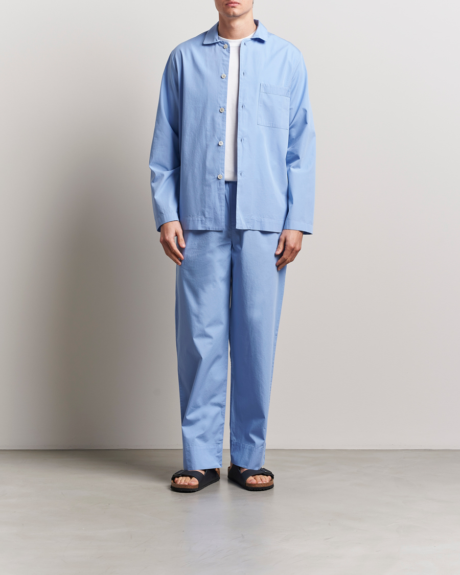 Herre | Pyjamaser og badekåper | Tekla | Poplin Pyjama Shirt Cornflower Blue