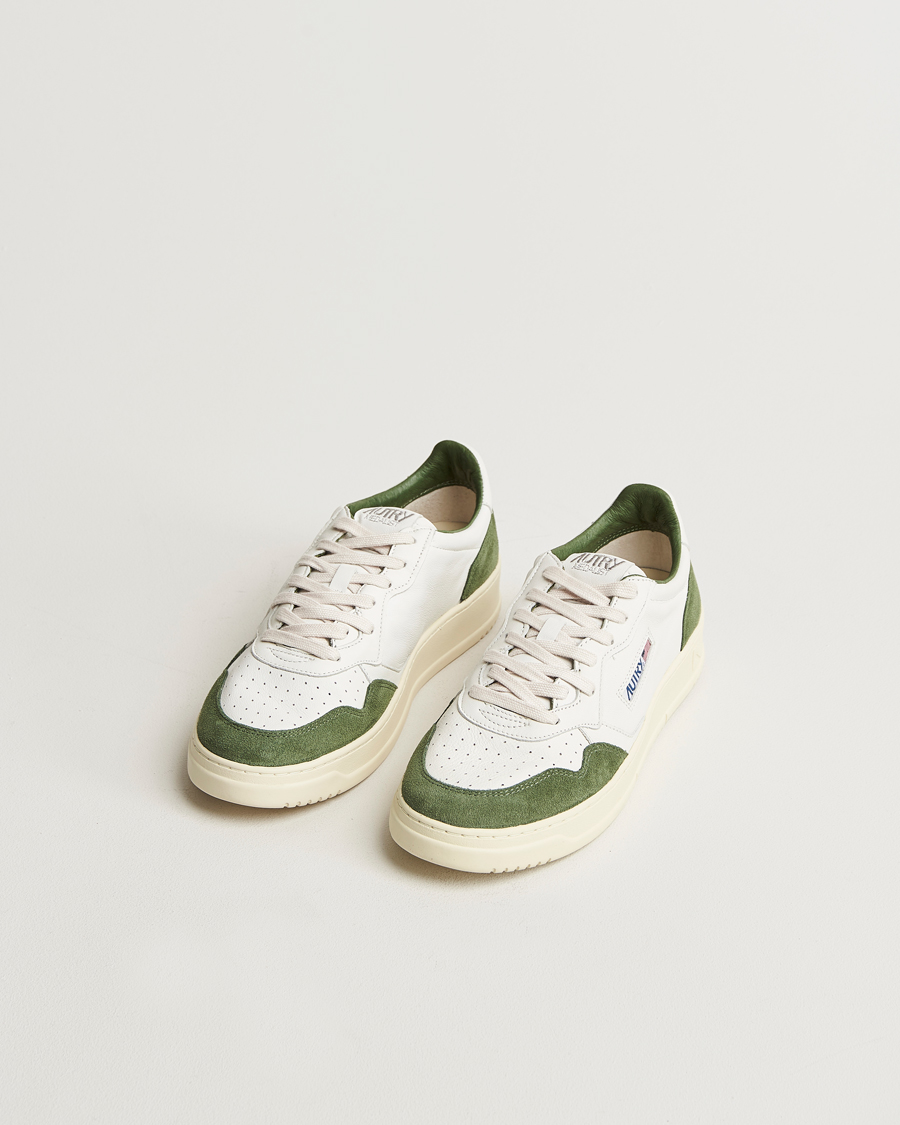 Herre | Sneakers | Autry | Medalist Low Super Soft Goat Leather Sneaker White/Green