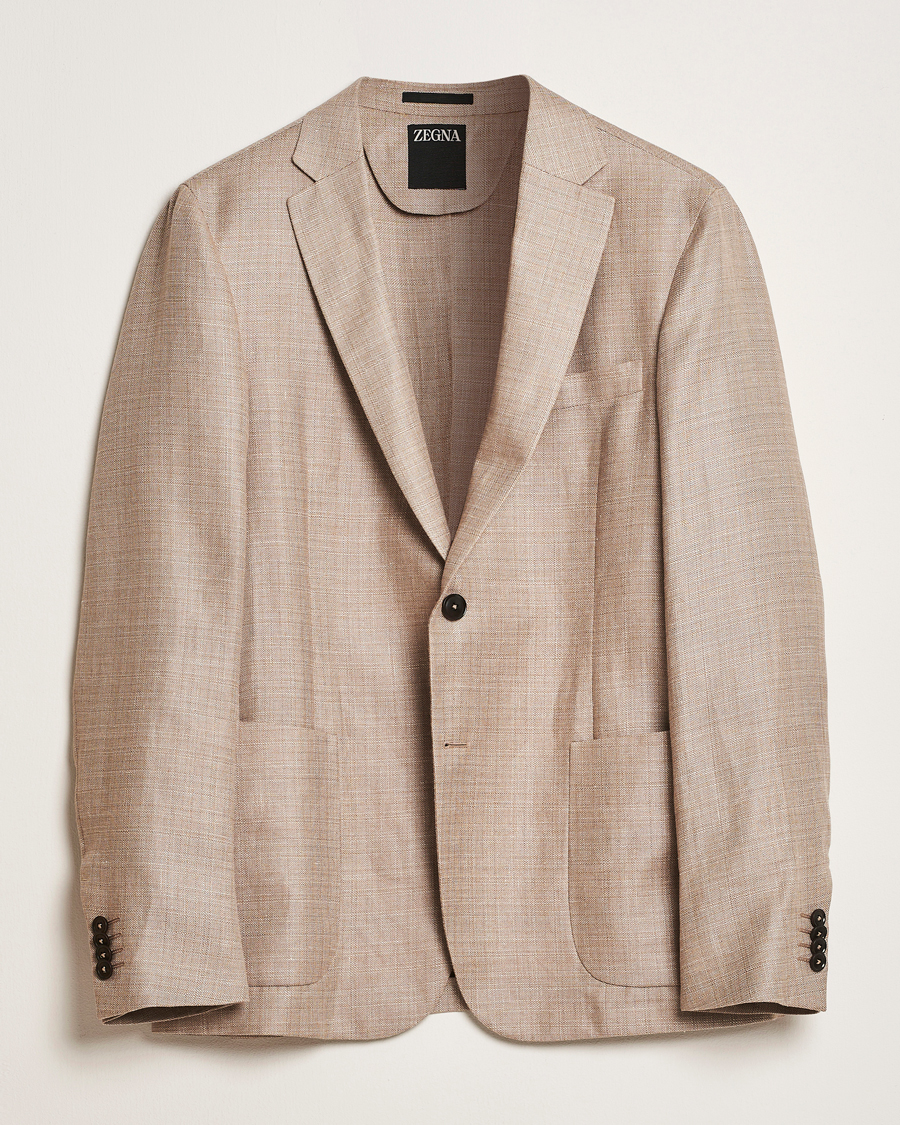 Herre | Dressjakker | Zegna | Unconstructed Wool/Linen Blazer Beige