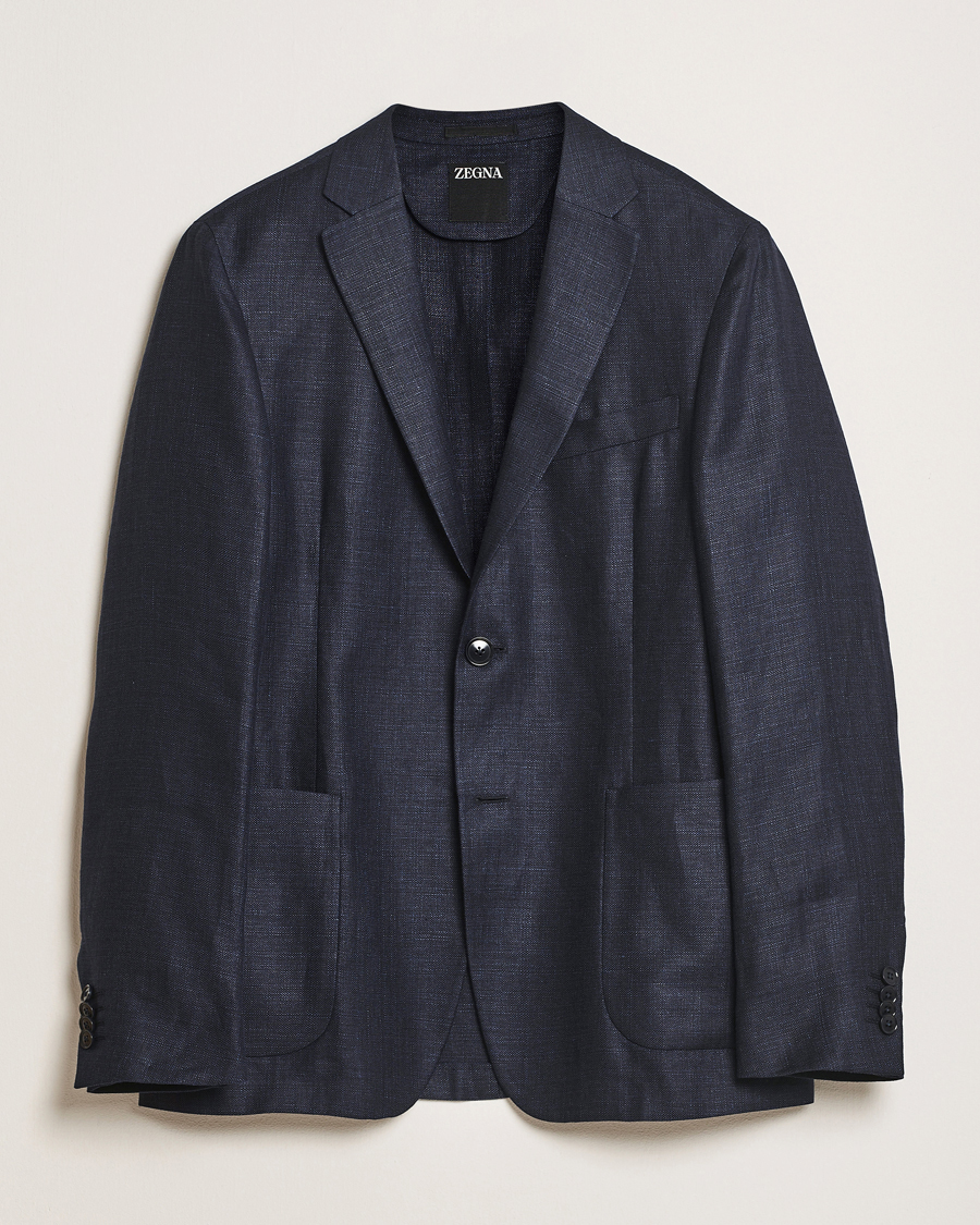 Herre | Dressjakker | Zegna | Unconstructed Wool/Linen Blazer Navy