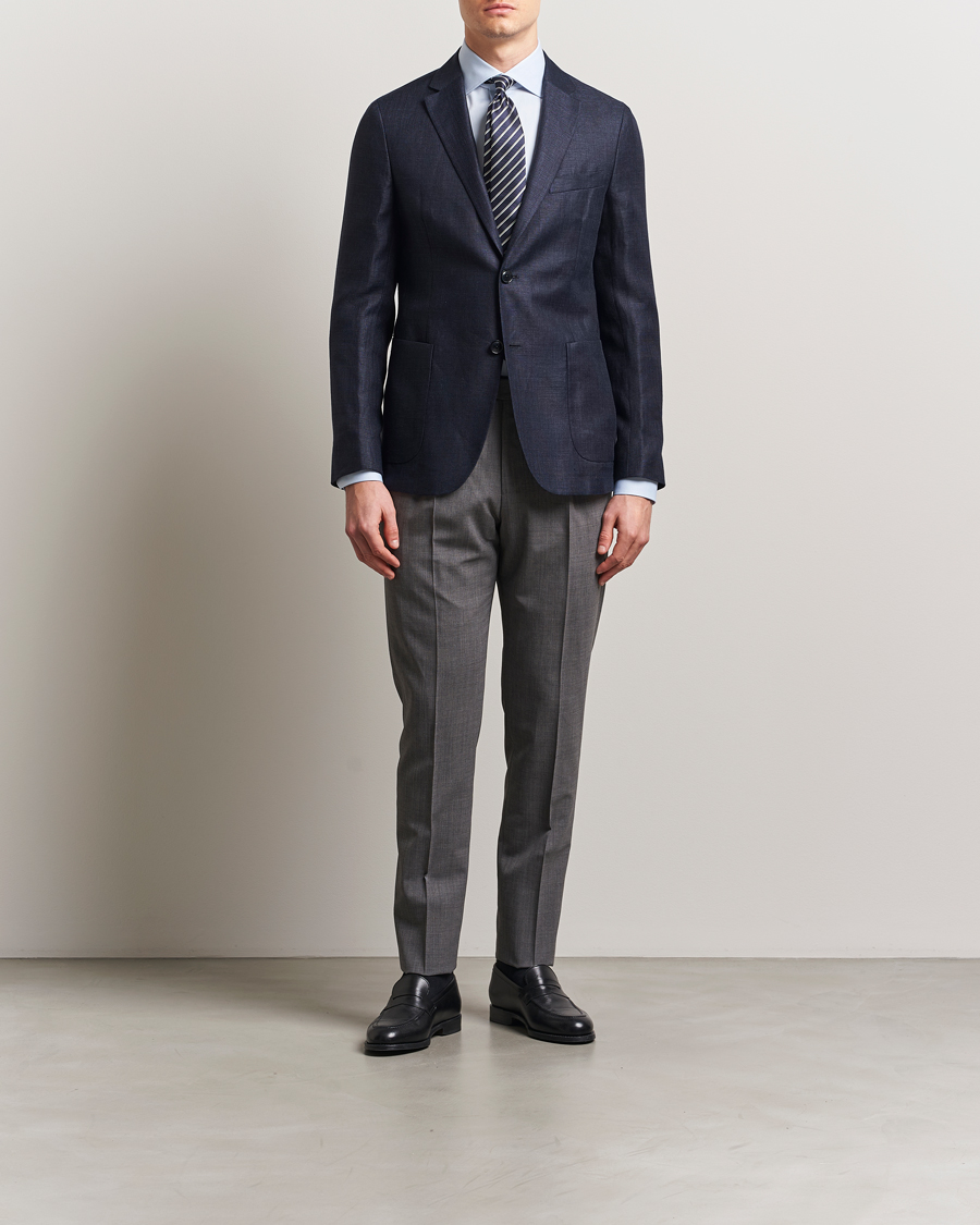 Herre | Dressjakker | Zegna | Unconstructed Wool/Linen Blazer Navy