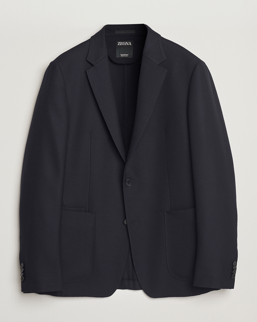 Herre | Dressjakker | Zegna | Unconstructed Wool Hopsack Blazer Navy