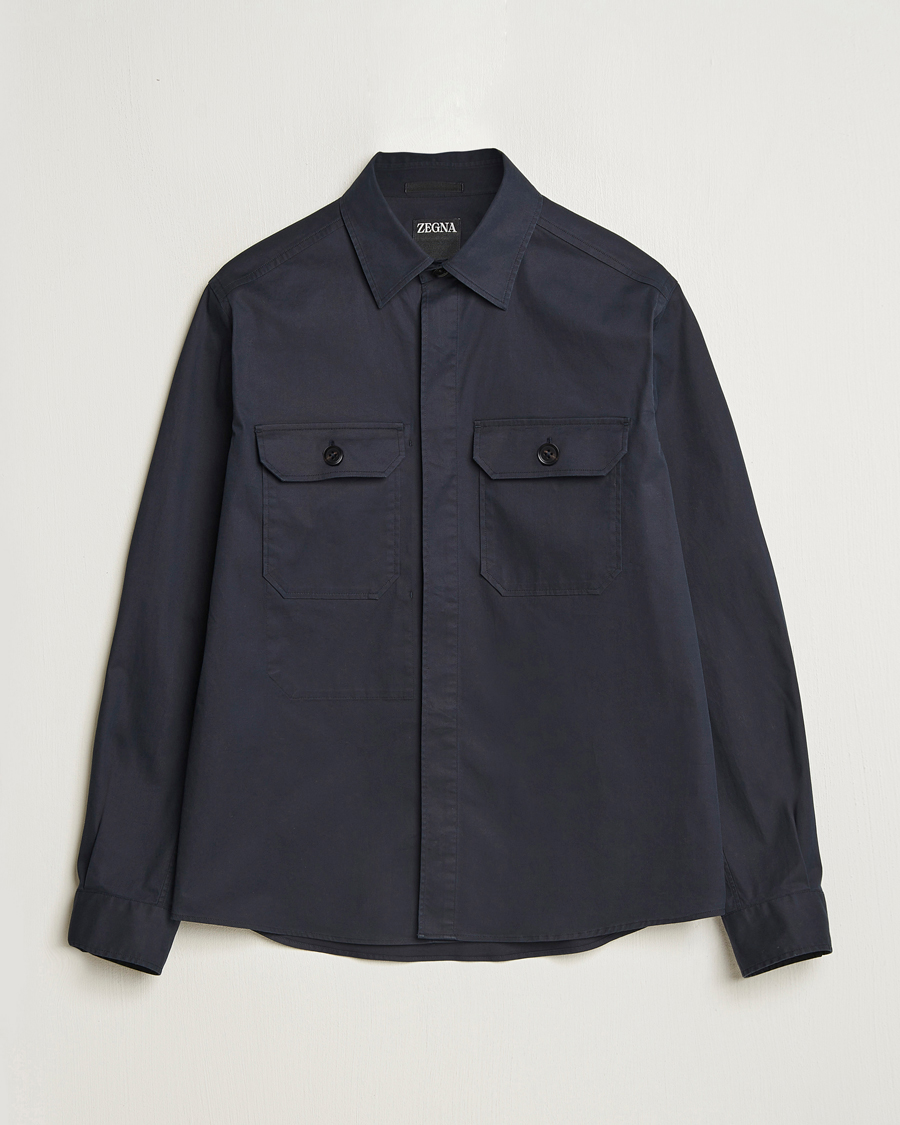 Herre | Skjorter | Zegna | Premium Cotton Overshirt Navy