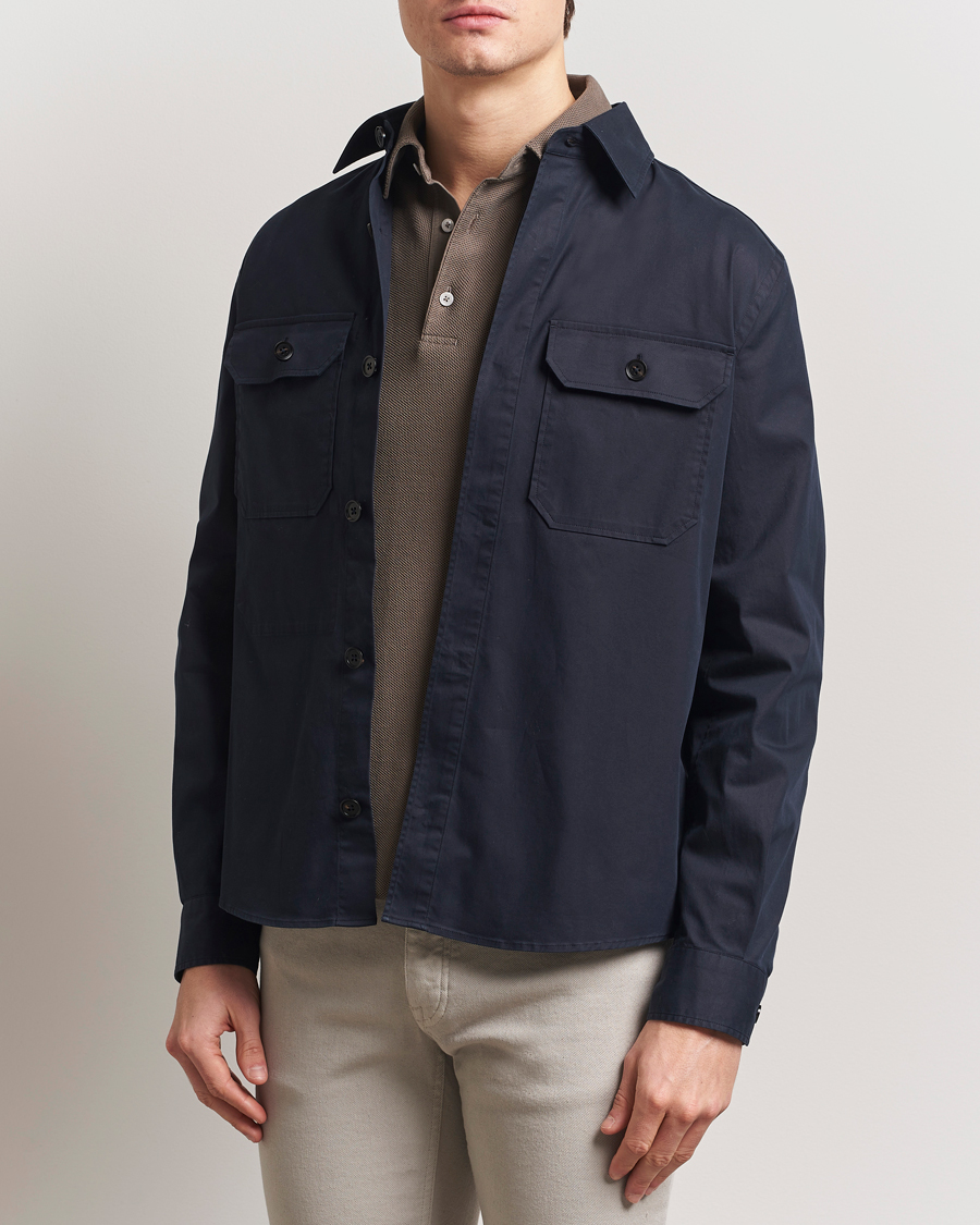 Herre | Skjorter | Zegna | Premium Cotton Overshirt Navy
