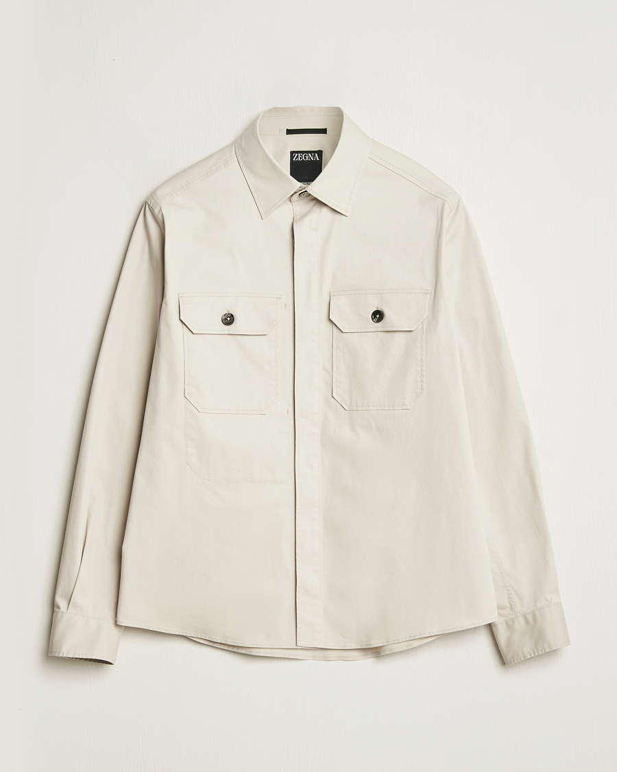 Herre | Skjorter | Zegna | Premium Cotton Overshirt Beige