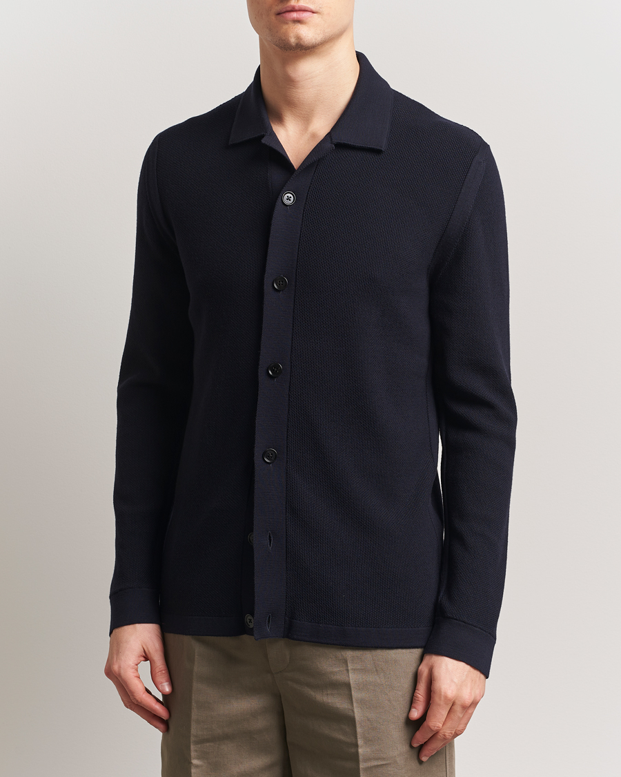 Herre | Gensere | Zegna | Structured Wool Cardigan Navy