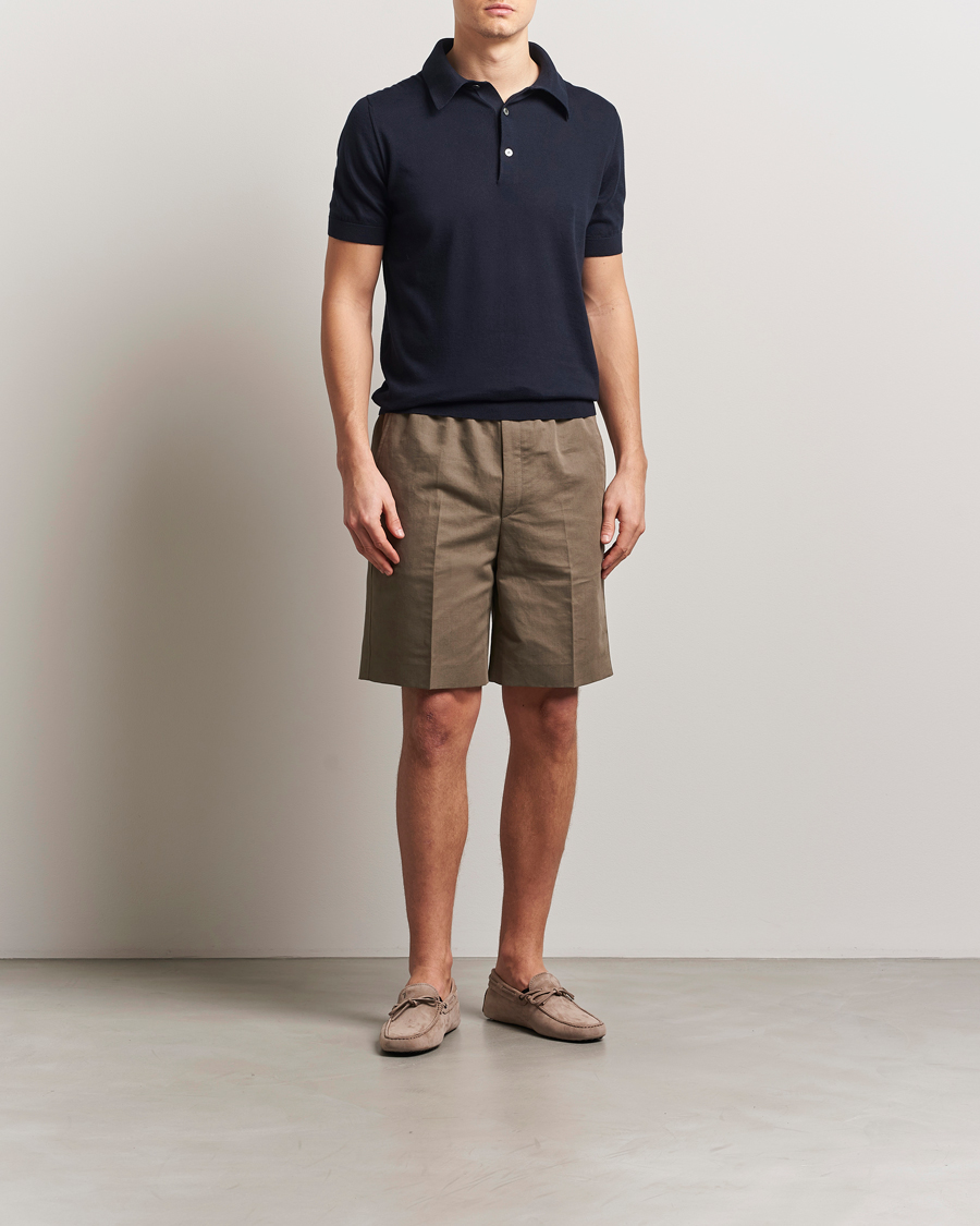 Herre | Gensere | Zegna | Premium Cotton Knitted Polo Navy