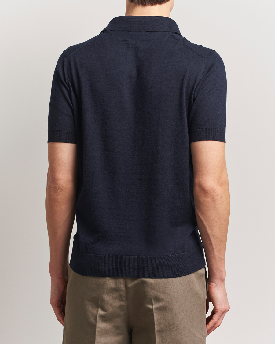 Herre | Gensere | Zegna | Premium Cotton Knitted Polo Navy