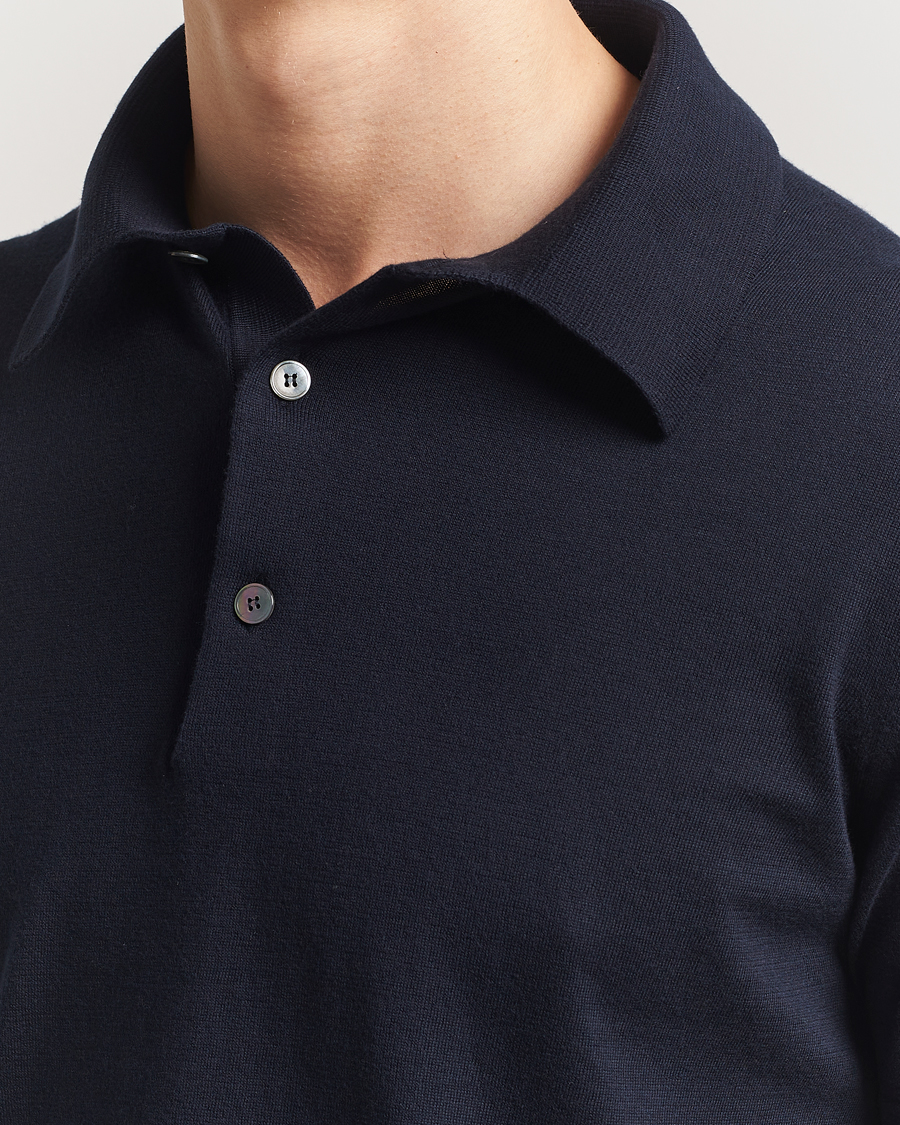 Herre | Gensere | Zegna | Premium Cotton Knitted Polo Navy