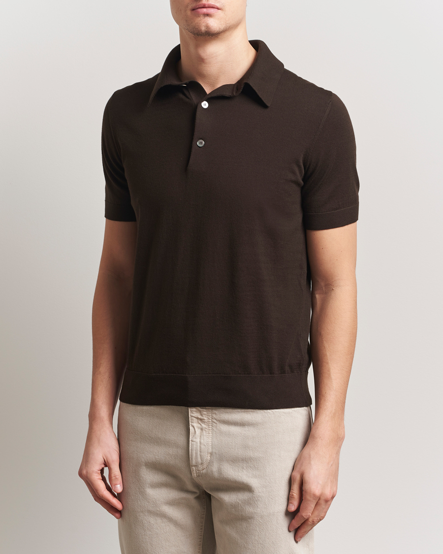 Herre | Gensere | Zegna | Premium Cotton Knitted Polo Brown