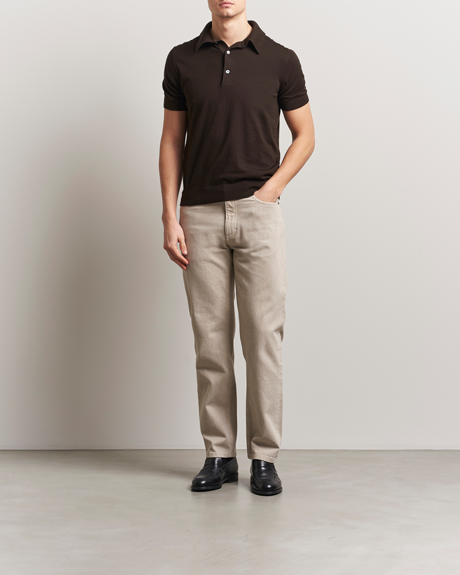 Herre | Bukser | Zegna | 5-Pocket Marbled Denim Pants Beige