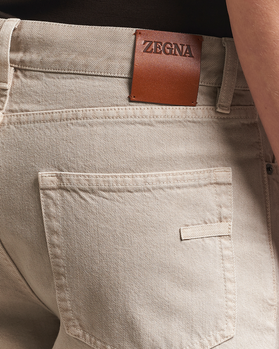 Herre | Bukser | Zegna | 5-Pocket Marbled Denim Pants Beige