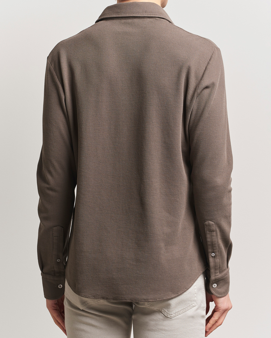 Herre | Gensere | Zegna | Cotton Piquet Long Sleeve Polo Brown
