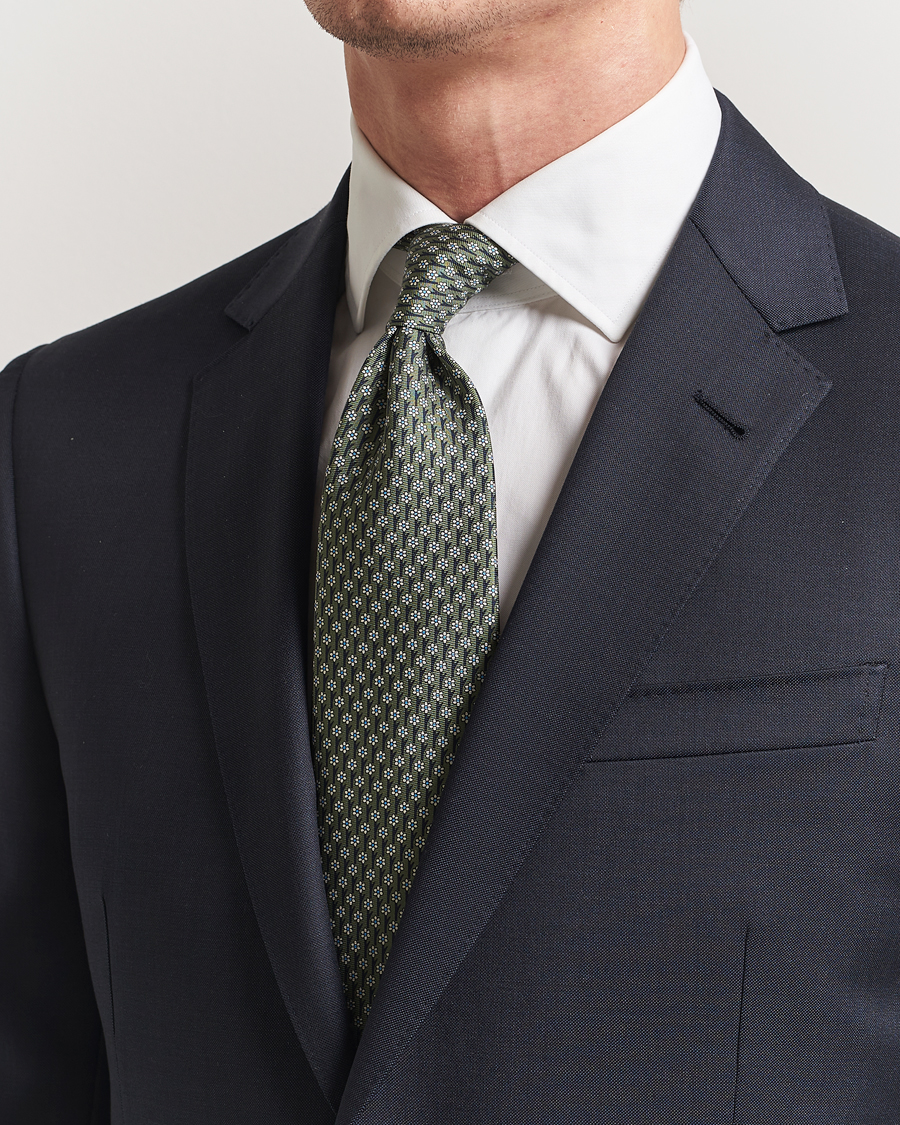 Herre | Slips | Zegna | Printed Flower Silk Tie Green