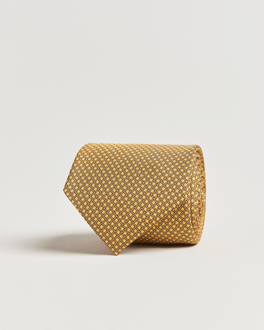 Herre | Slips | Zegna | Printed Chain Silk Tie Yellow