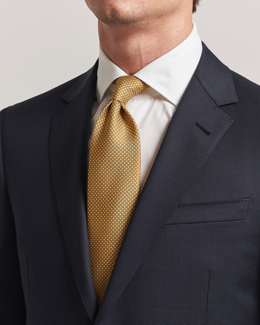 Herre | Slips | Zegna | Printed Chain Silk Tie Yellow