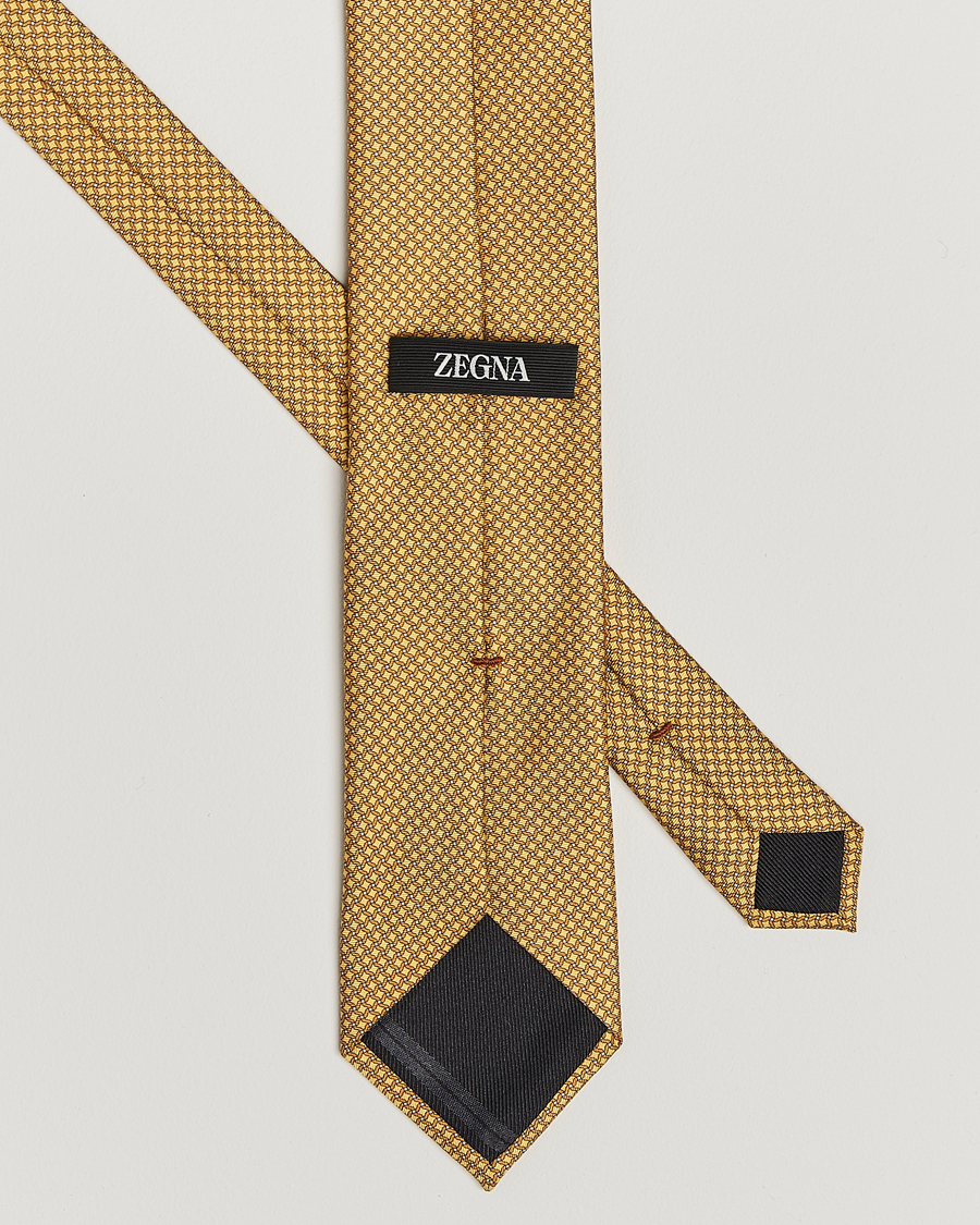 Herre | Slips | Zegna | Printed Chain Silk Tie Yellow