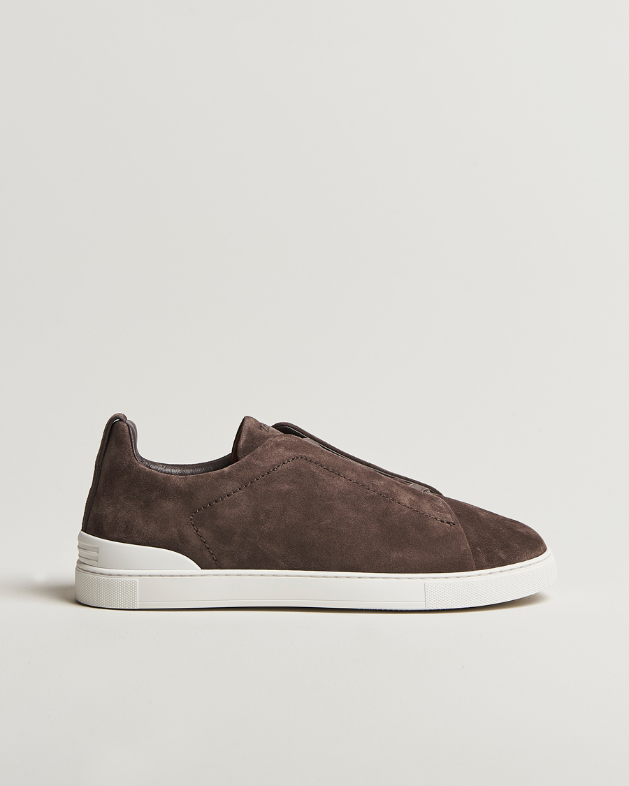Herre | Sneakers | Zegna | Triple Stitch Sneakers Dark Brown Suede