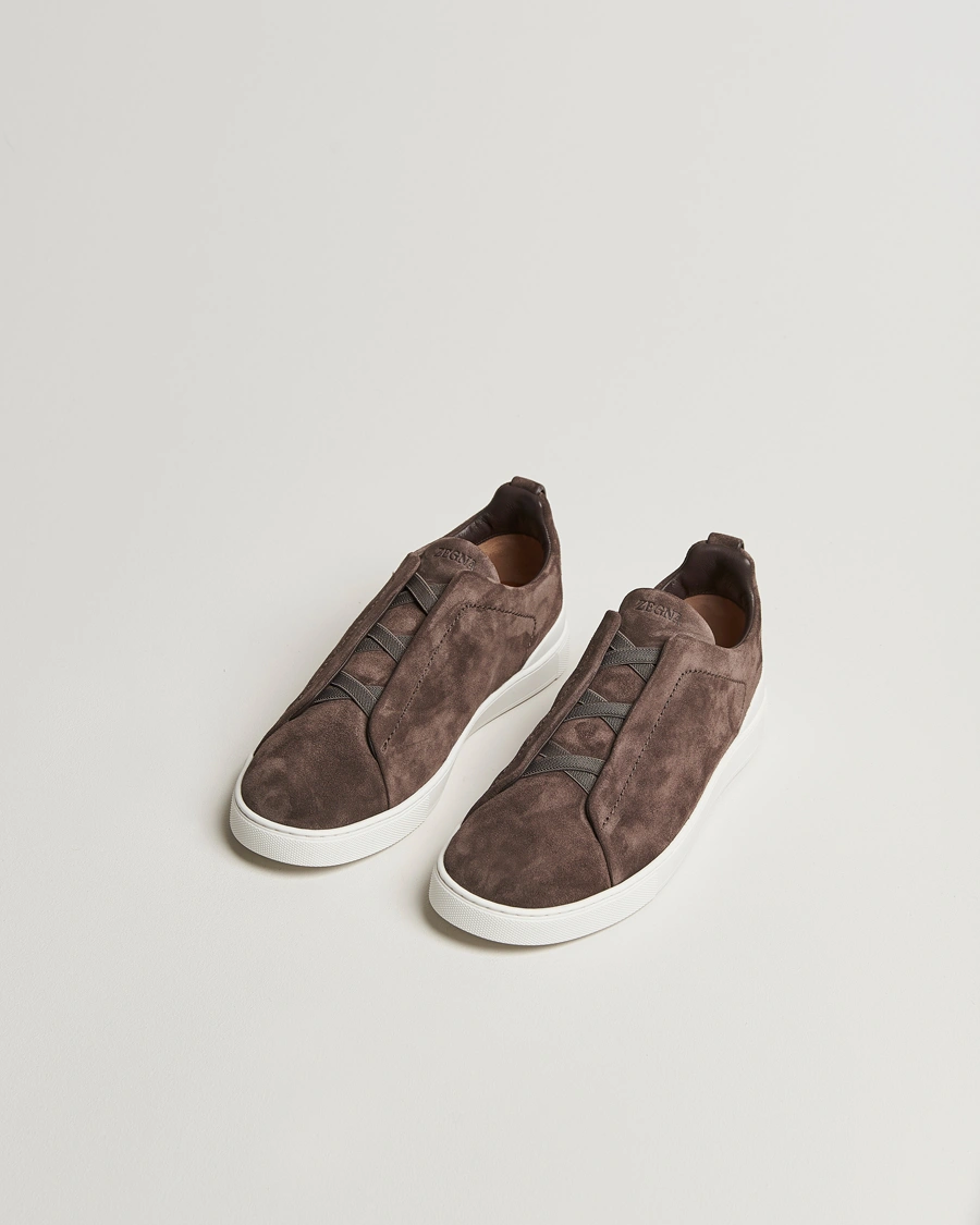 Herre | Sneakers | Zegna | Triple Stitch Sneakers Dark Brown Suede
