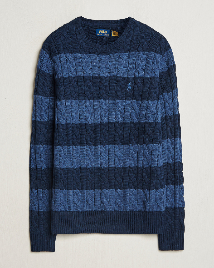 Herre | Gensere | Polo Ralph Lauren | Striped Cotton Sweater Navy Combo