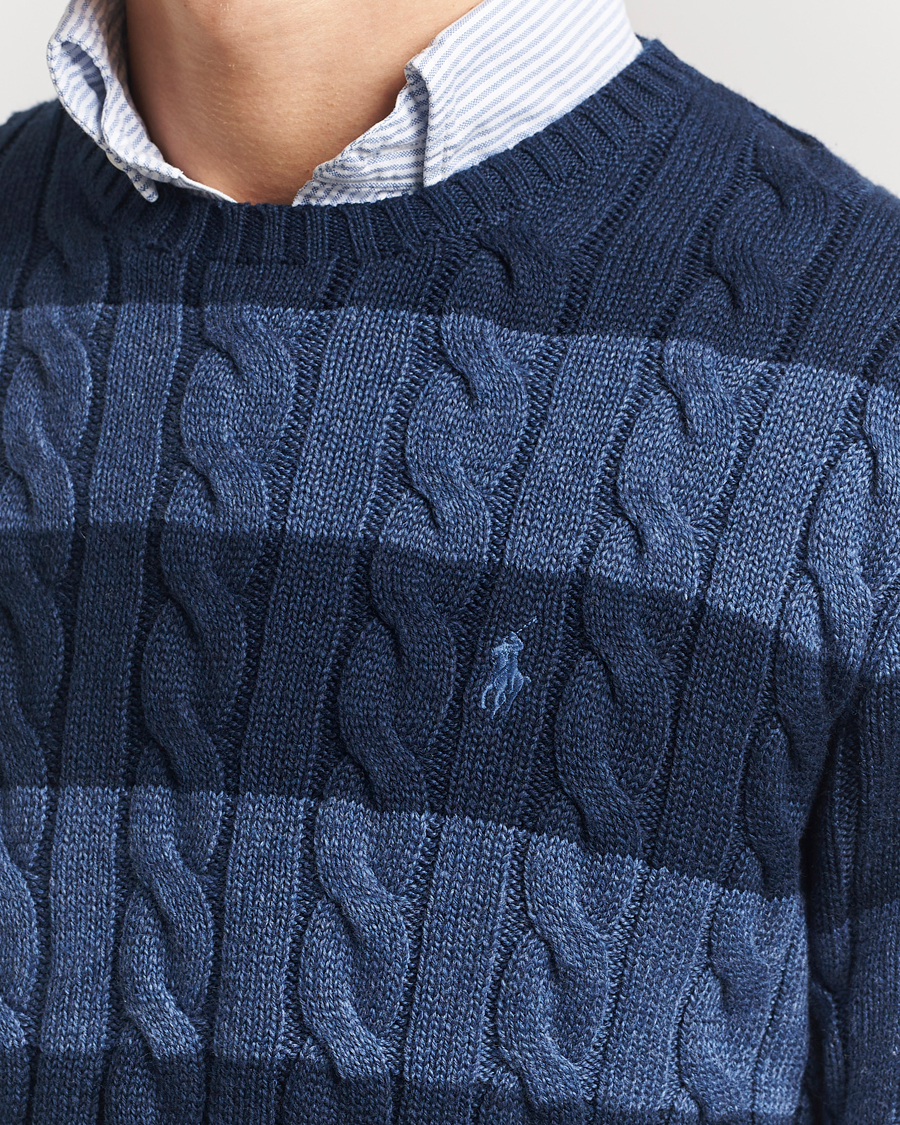 Herre | Gensere | Polo Ralph Lauren | Striped Cotton Sweater Navy Combo