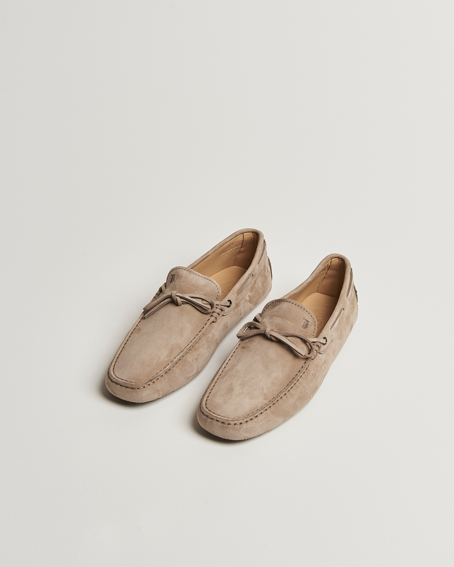 Herre | Tod's Lacetto Gommino Carshoe Taupe Nubuck | Tod's | Lacetto Gommino Carshoe Taupe Nubuck