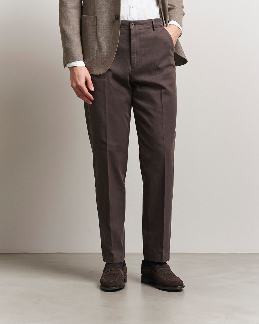 Herre | Bukser | Boglioli | Regular Fit Cotton Chinos Brown