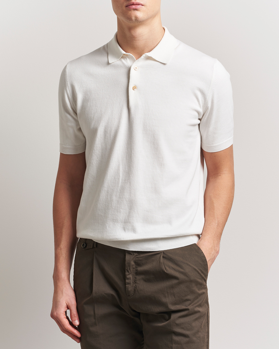 Herre | Pikéer | Boglioli | Short Sleeve Knitted Polo White
