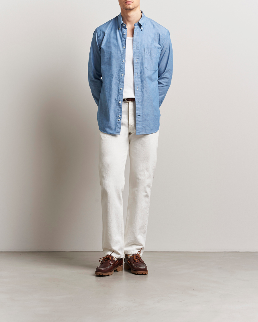 Herre | Skjorter | Gitman Vintage | Button Down Chambray Shirt Light Blue