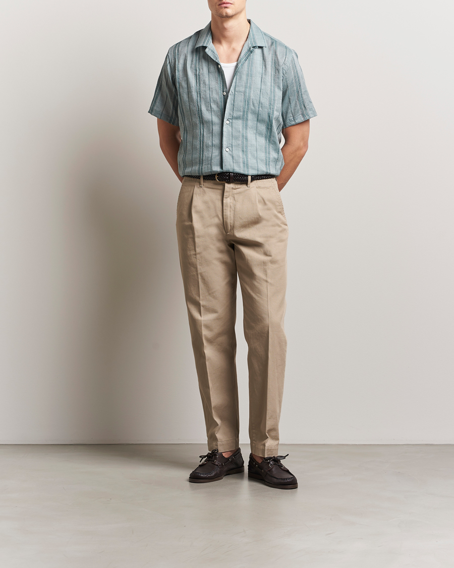Herre | Skjorter | Gitman Vintage | Japanese Dobby Camp Shirt Green