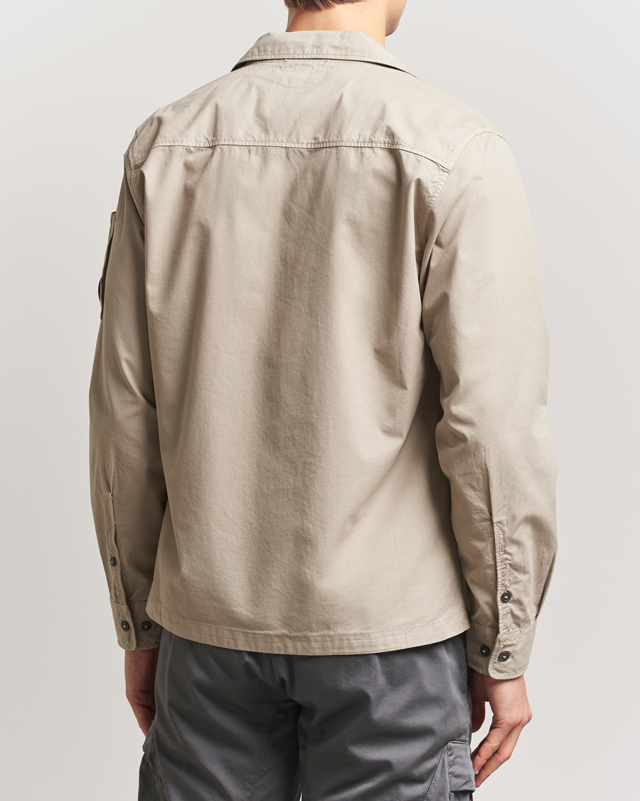 Herre | Skjorter | C.P. Company | Garment Dyed Gabardine Zip Shirt Jacket Beige