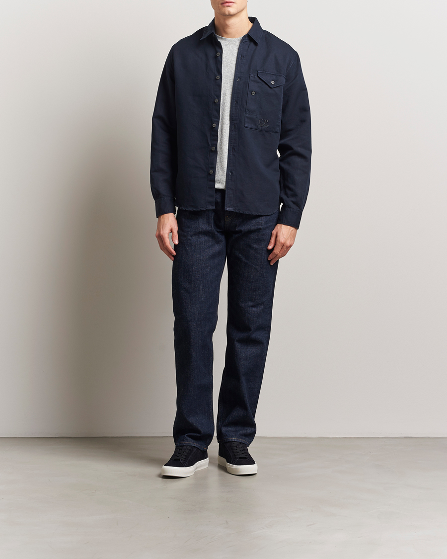 Herre | Skjorter | C.P. Company | Cotton/Linen Pocket Overshirt Navy