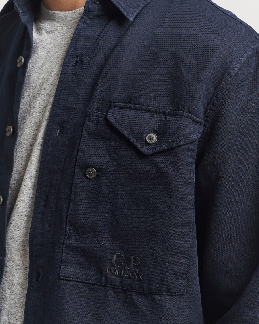 Herre | Skjorter | C.P. Company | Cotton/Linen Pocket Overshirt Navy